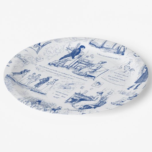 プライドと偏見ブルートワール引用文イラストレーション ペーパープレート (アングル)