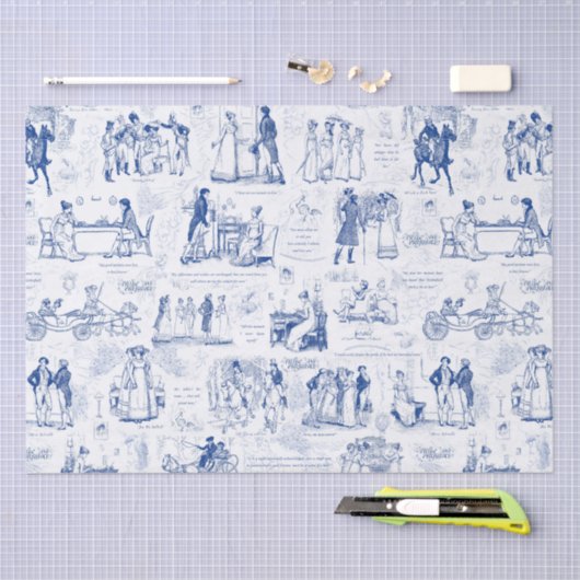 プライドと偏見ブルートワール引用文イラストレーション 薄葉紙 (クラフト)