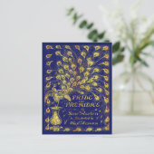 プライドと偏見ブルー金ゴールド孔雀ブックカバー ポストカード (スタンド正面)