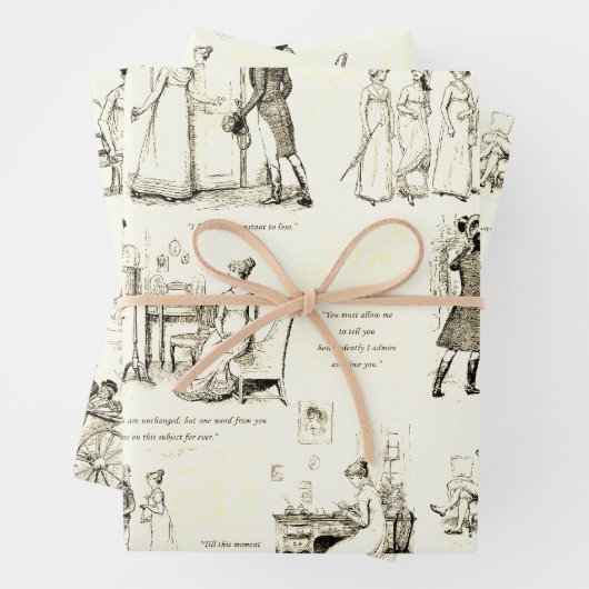 プライドと偏見ベージュセピアトワール引用文 ラッピングペーパーシート (インサイチュ)
