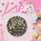 プライドと偏見ベージュ金ゴールド孔雀ブックカバー ペーパープレート (パーティー)