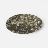 プライドと偏見ベージュ金ゴールド孔雀ブックカバー ペーパープレート (アングル)