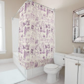 プライドと偏見ヴィンテージトイルインプラムオンピーチ シャワーカーテン (インサイチュ)