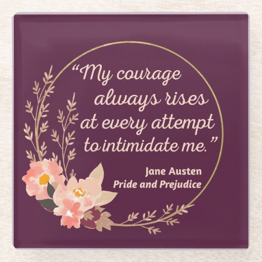 プライドと偏見引用文I – かわいいスタイル ガラスコースター (正面)