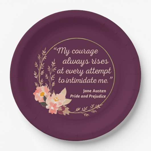 プライドと偏見引用文I – かわいいスタイル ペーパープレート (正面)