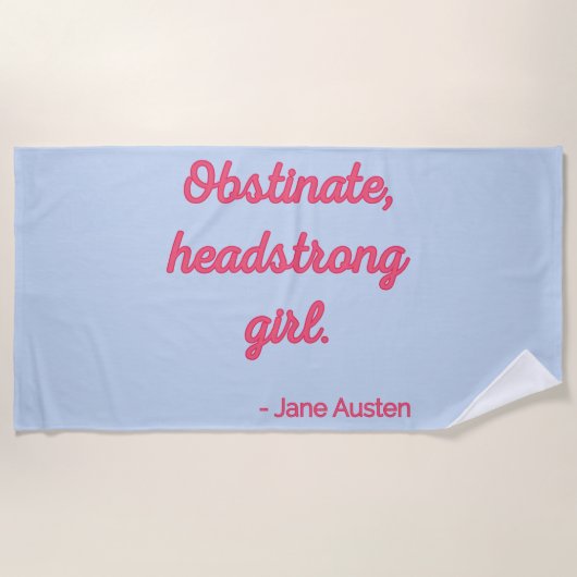 プライドと偏見引用文II – かわいいスタイル ビーチタオル (正面)