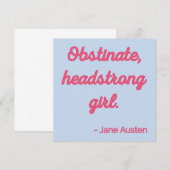 プライドと偏見引用文II – かわいいスタイル 招待状 (正面/裏面)