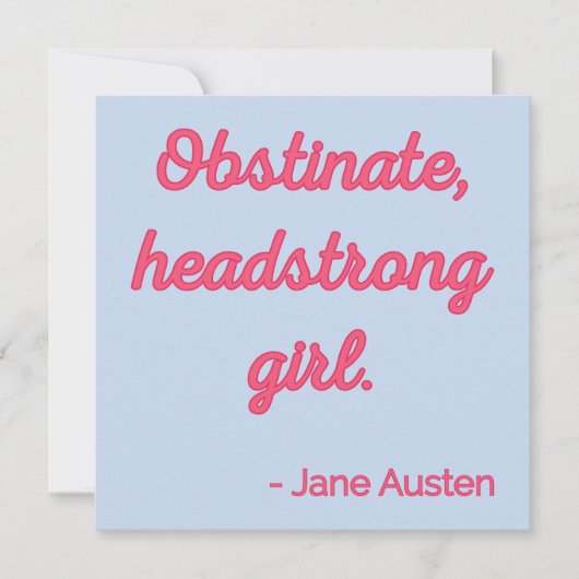 プライドと偏見引用文II – かわいいスタイル 招待状 (正面)