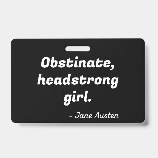 プライドと偏見引用文II バッジ (正面)