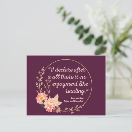 プライドと偏見引用文III – かわいいスタイル ポストカード (スタンド正面)