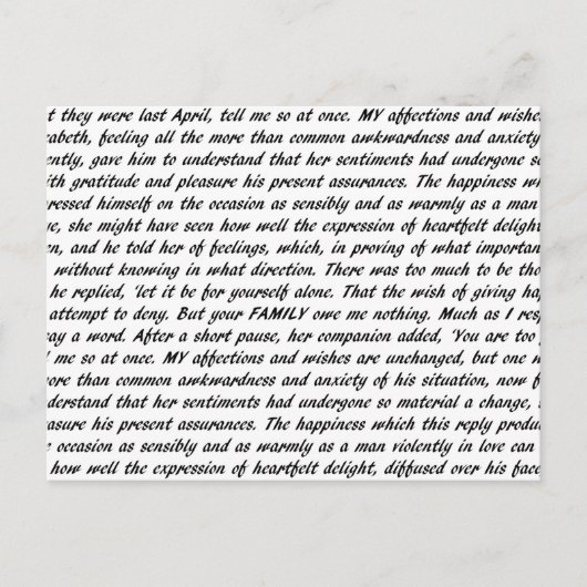 プライドと偏見文字 ポストカード (正面)