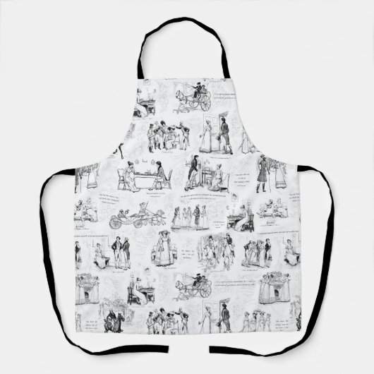 プライドと偏見白黒トワール引用文 エプロン (正面)