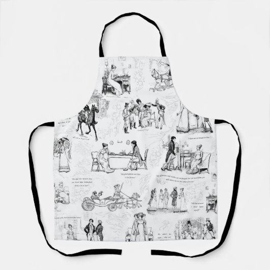 プライドと偏見白黒トワール引用文 エプロン (正面)
