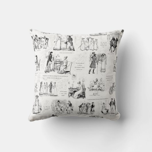 プライドと偏見白黒トワール引用文 クッション (裏面)
