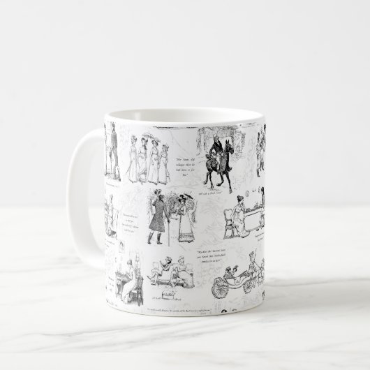 プライドと偏見白黒トワール引用文 コーヒーマグカップ (正面左)
