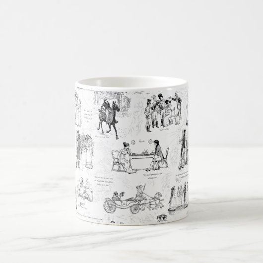プライドと偏見白黒トワール引用文 コーヒーマグカップ (中央)