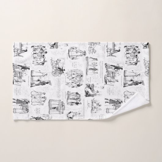 プライドと偏見白黒トワール引用文 バスタオルセット (ハンドタオル)