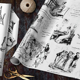 プライドと偏見白黒トワール引用文 ラッピングペーパー