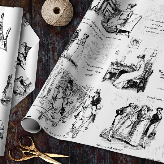 プライドと偏見白黒トワール引用文 ラッピングペーパー