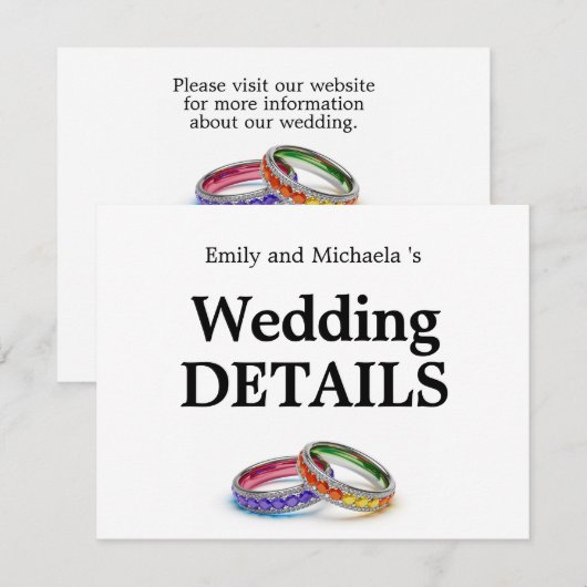 🌈 プライドに絡み合って - オンライン結婚式の詳細 エンクロージャーカード (正面/裏面)