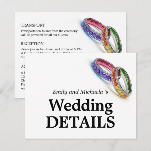 🌈 プライドに絡み合って - 結婚式の詳細 エンクロージャーカード (正面/裏面)