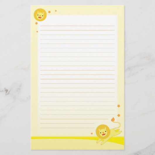 プライドのかわいいライオンの静止した紙 便箋 (正面)