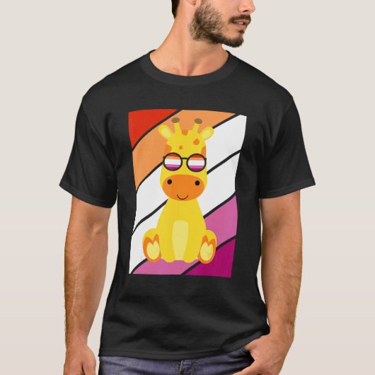 プライドのキリン レズビアン フラグ LGBTQ 自慢のアライ P Tシャツ (正面)
