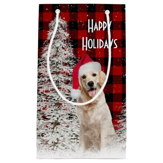 プライドのクリスマスゴールデンレトリバー スモールペーパーバッグ (正面)