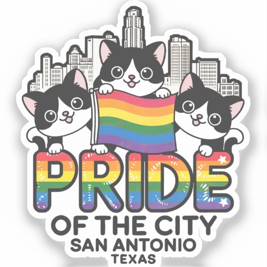 プライドのサンアントニオシティテキサス州USAレインボー国旗 シール (正面)