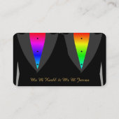 プライドの名刺のゲイの新郎とAglowハート コーリングカード (裏面)