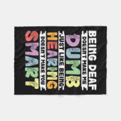 プライドの耳が聞こえないばか手話 フリースブランケット (正面(横))