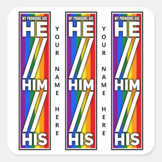 プライドの色私の代名詞は彼の垂直 スクエアシール (正面)