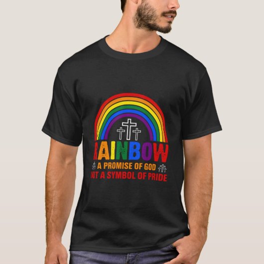プライドの象徴ではない神の約束を虹で Tシャツ (正面)