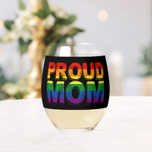 プライドを持つお母さん ゲイ プライド LGBT レインボー マザー LGBTQ ステムなしワイングラス