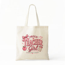 プライドを持つ先生女子ピンクトートバッグ