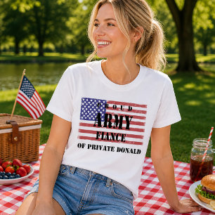 プライドを持つ陸軍の婚約者Tシャツ アメリカ国旗 愛国心 Tシャツ
