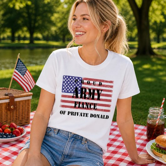 プライドを持つ陸軍の婚約者Tシャツ アメリカ国旗 愛国心 Tシャツ