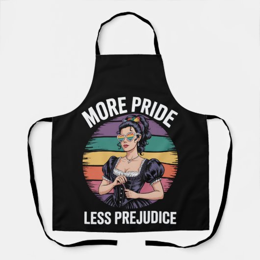 プライドを掲げ偏見をなくそう LGBTQ ゲイ プライド アライ エプロン (正面)