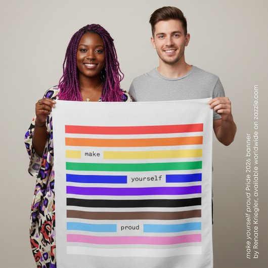 プライドを胸に レインボー墨消し Pride 2026 タペストリー