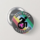 プライドアクセス可能な同性愛者LGBTQ無効プライド 缶バッジ (正面&裏面)