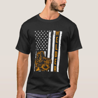 プライドアメリカ国旗の男性パパ父親の溶接 Tシャツ