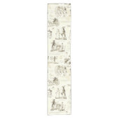 プライドアンド偏見ベージュトワール引用文イラストレーション ショートテーブルランナー (正面)