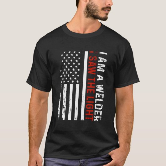 プライドウェルダーアメリカ国旗アメリカ愛国者歓迎 Tシャツ (正面)