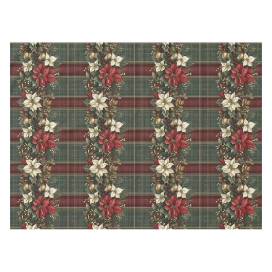 プライドエレガントポインセティアスクリスマスホリデー テーブルクロス (正面(横))