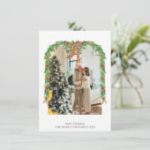 プライドオレンジ色のブルーボーガーランドフォトクリスマス シーズンカード (スタンド正面)