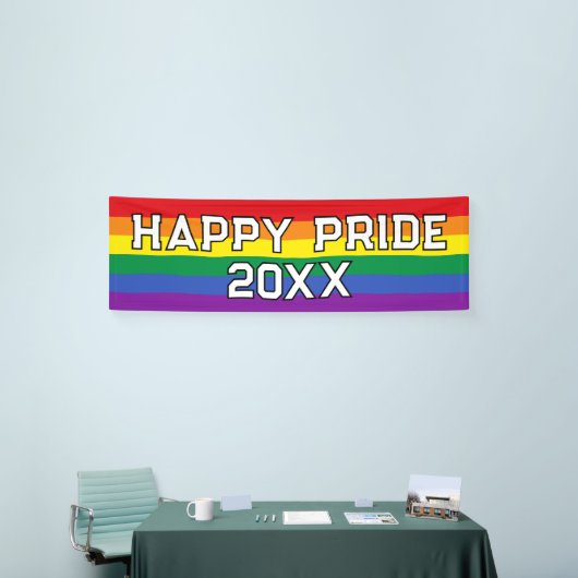 プライドカスタムハッピーハッLGBTゲイプライドパーティーレインボー 横断幕 (トレードショー)