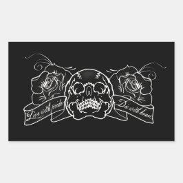 プライドカスタム死と生きる名誉スカルバラ 長方形シール