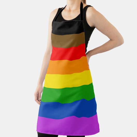 プライドカスタムLGBTQカラーインクルーシブ国旗 エプロン (インサイチュ)