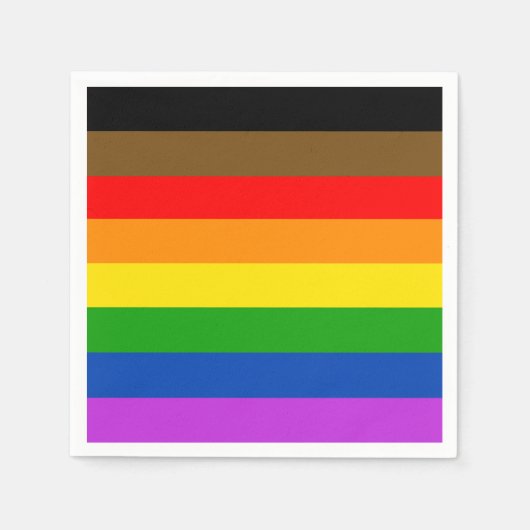 プライドカスタムLGBTQカラーインクルーシブ国旗 スタンダードカクテルナプキン (正面)