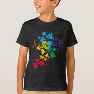 プライドカラフルハートレインボーハートビートlgbt tシャツ